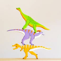Handmade Wooden Dinosaur Toy Set Montessori Educational Toys - thumbnail 2