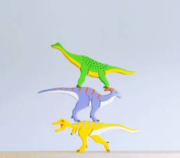 Handmade Wooden Dinosaur Toy Set Montessori Educational Toys - thumbnail 1