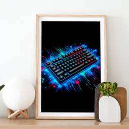 Neon Blue Gamer Print Poster - Set Of 3 Gaming Prints - Game Bedroom Decor Gift For Gamers Room Video Wall Art - thumbnail 2