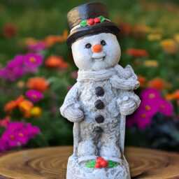 Outdoor Snowman Sculpture Concrete Figurine Cement Winter Decoration Handmade Snoman Snowman Lover Gift Front Door Art - thumbnail 3