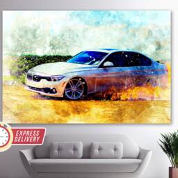 Bmw Drift Canvas Print, Wall Art, Bmw Poster, Decor, F30, Paintings, Drifting Art - thumbnail 3