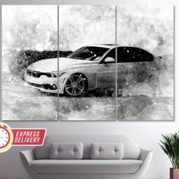 Bmw Drift Canvas Print, Wall Art, Bmw Poster, Decor, F30, Paintings, Drifting Art - thumbnail 2