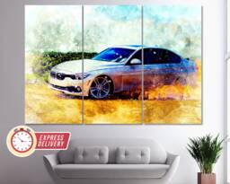 Bmw Drift Canvas Print, Wall Art, Bmw Poster, Decor, F30, Paintings, Drifting Art - thumbnail 1