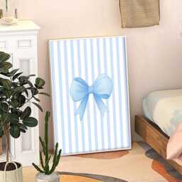Blue Bows Art Canvas Poster, Trendy Wall Art, Apartment Aesthetic Decor, Retro Home Printed Gift - thumbnail 3