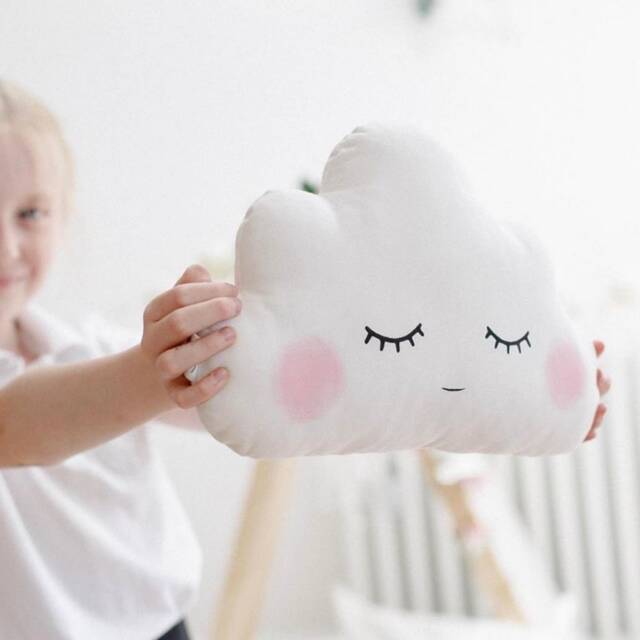 White Cloud Pillow For Nursery Decor, Baby Cushion With Pink Cheeks Shower Gift Gender Neutral Baptism Newborn Christening Girl Boy Bed - image 1
