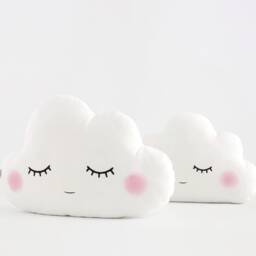 White Cloud Pillow For Nursery Decor, Baby Cushion With Pink Cheeks Shower Gift Gender Neutral Baptism Newborn Christening Girl Boy Bed - thumbnail 2