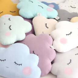 White Cloud Pillow For Nursery Decor, Baby Cushion With Pink Cheeks Shower Gift Gender Neutral Baptism Newborn Christening Girl Boy Bed - thumbnail 4