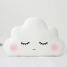 White Cloud Pillow For Nursery Decor, Baby Cushion With Pink Cheeks Shower Gift Gender Neutral Baptism Newborn Christening Girl Boy Bed - thumbnail 3