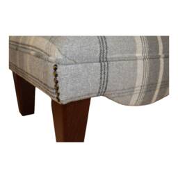 Footstool in Dove Grey Balmoral Tartan & Solid Wood Legs - thumbnail 3
