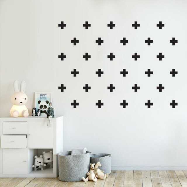 Cross/Plus Sign Decal - Choose Your Color, Swiss Cross Decal, Stickers, Geometric Wall Sticker, Scandinavian Design, For Boys - image 1