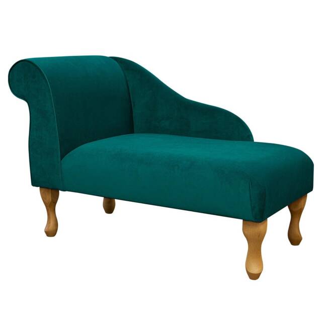 Handmade Teal Velvet Chaise Longue Small Aquavelvet Sofa - image 1