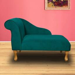 Handmade Teal Velvet Chaise Longue Small Aquavelvet Sofa - thumbnail 3