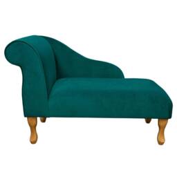 Handmade Teal Velvet Chaise Longue Small Aquavelvet Sofa - thumbnail 2