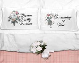 Couples Pillow Cases, Rustic Bedding, Dream Catcher Room, Case Set, Deer Case, Pillow, His Hers Pillowcases - thumbnail 1