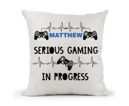 Personalised Gaming Xbox/Playstation/Ps4/Pc Cream Canvas Cushion, Scatter Home Decor, Son, Dad, Brother Uncle Fun Gift - thumbnail 1