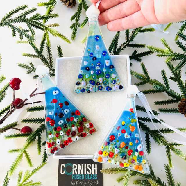 Fused Glass Cornish Christmas Tree Decoration, Tree Decoration, Cornish Fused Glass, Glass Cornwall - image 1