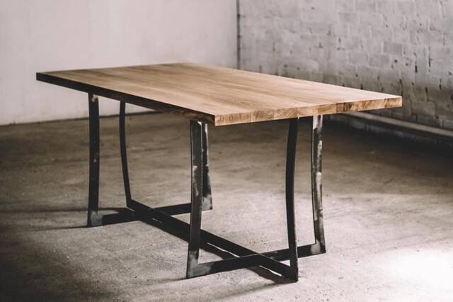 Industrial Oak Dining Table With Metal Legs - image 1