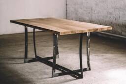 Industrial Oak Dining Table With Metal Legs - thumbnail 1