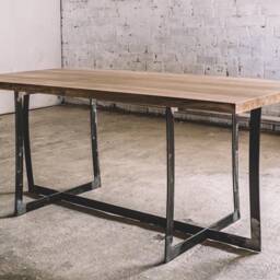 Industrial Oak Dining Table With Metal Legs - thumbnail 4