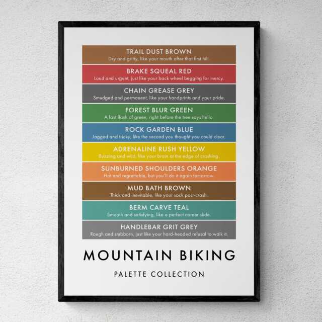 Mountain Biking Funny Colour Palette Print, Sports Gift, Poster Wall Art - image 1