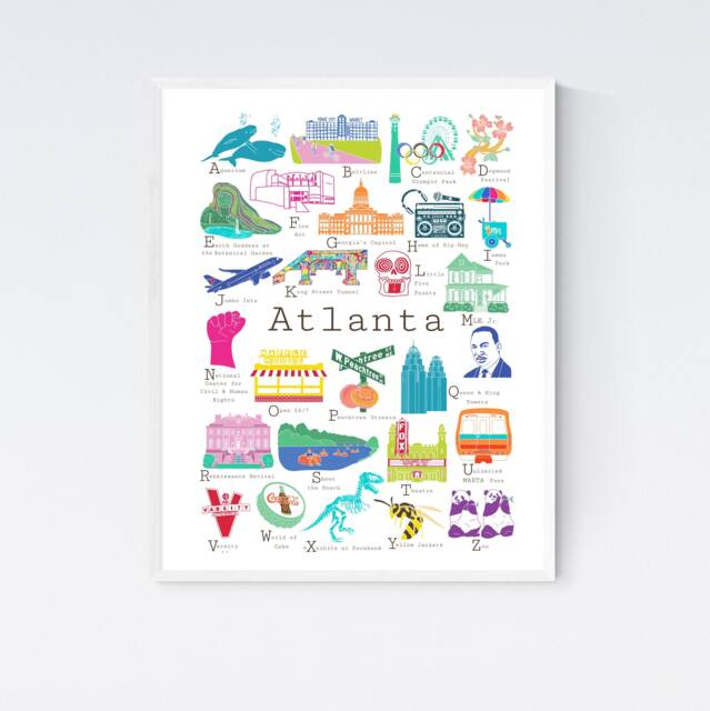 Atlanta Georgia A To Z Wall Art Print, By Chufish Studio Abcs/Alphabet Decor For The Home, Office, Classroom, Or Nursery - image 1