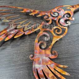 Copper Hummingbird Metal Wall Art - 7Th Anniversary Gift - thumbnail 2