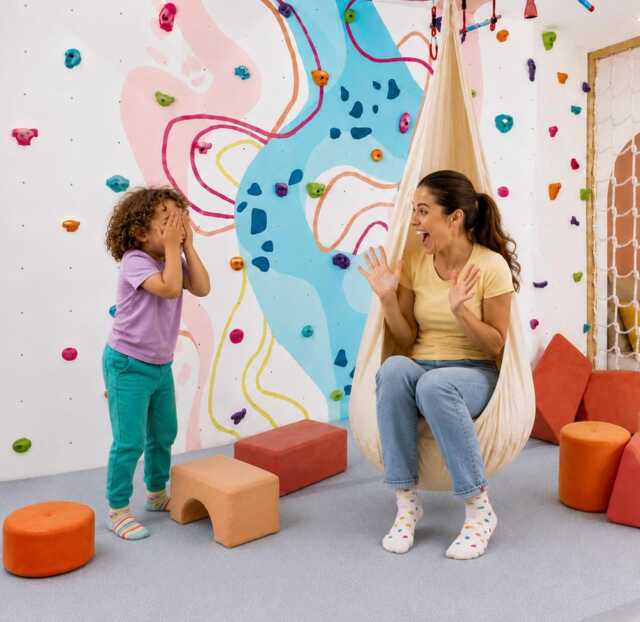 Cream Minky Sensory Cocoon Swing - Calming Hanging Pod Chair, Kids & Adults - image 1