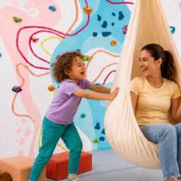 Cream Minky Sensory Cocoon Swing - Calming Hanging Pod Chair, Kids & Adults - thumbnail 2