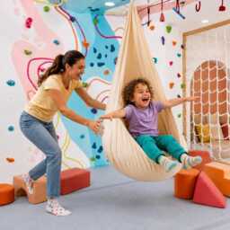 Cream Minky Sensory Cocoon Swing - Calming Hanging Pod Chair, Kids & Adults - thumbnail 3