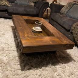 Rustic Handmade Solid Wood Sleeper Coffee Table Xtra Large Wide Version - thumbnail 3