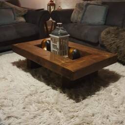 Rustic Handmade Solid Wood Sleeper Coffee Table Xtra Large Wide Version - thumbnail 2