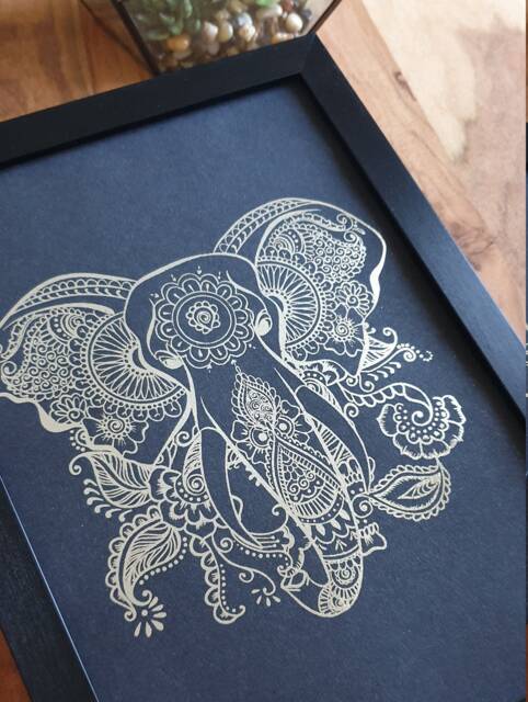 A4 Metallic Foil Elephant Wall Art, Boho Print in Copper, Gold, Silver Or Rose Gold - image 1