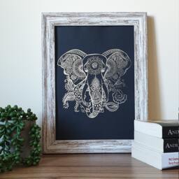 A4 Metallic Foil Elephant Wall Art, Boho Print in Copper, Gold, Silver Or Rose Gold - thumbnail 2