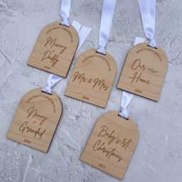 Personalised First Christmas Bauble - New Mummy & Daddy, Birch Ply - thumbnail 3