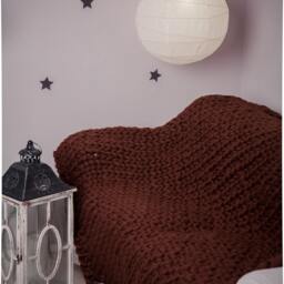 Chunky Knit Merino Wool Blanket, Giant Bulky Throw, Chocolate - thumbnail 3