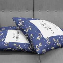 Personalised Christmas Velvet Cushion Cover Navy & White Floral Pillow - thumbnail 3