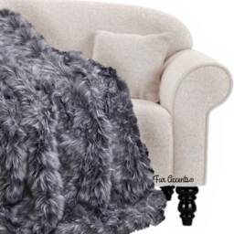 Soft Gray Lynx Faux Fur Throw Blanket, Minky Lining, Usa Handmade - thumbnail 2
