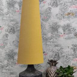 70cm Tall Mustard Yellow Slim Cone Lampshade in Linen, Conical Fat Lamp Shade - thumbnail 2