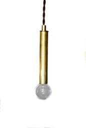 Modern Mini Cylinder Pendant - Mid Century Minimalist Ceiling Fixture Exposed Bare Bulb Candelabra Base Bulb Fixture Brass - thumbnail 2