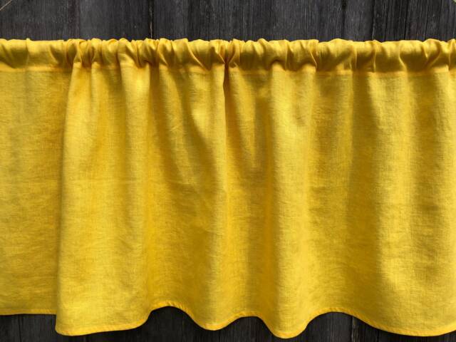Yellow Linen Curtain Panel Stone Wash Drapes, Extra Long - image 1