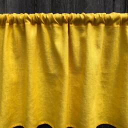 Yellow Linen Curtain Panel Stone Wash Drapes, Extra Long - thumbnail 3