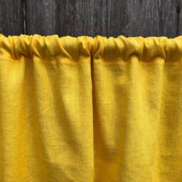 Yellow Linen Curtain Panel Stone Wash Drapes, Extra Long - thumbnail 2