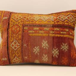 Vintage Turkish Kilim Pillow Cover Wool Sofa Cushion - 14x20 - thumbnail 2