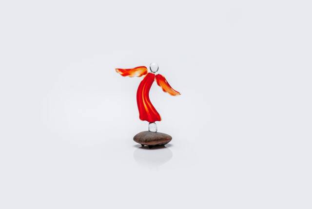 Easter Red Glass Angel Statue/Lampwork Guardian Ornament First Communion , Baptism Gift - image 1