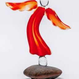 Easter Red Glass Angel Statue/Lampwork Guardian Ornament First Communion , Baptism Gift - thumbnail 3