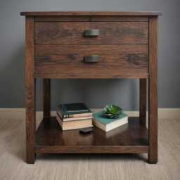 Solid Wood Bedside Table in Oak & Walnut, Modern With Wooden Or Metal Legs, Individually Customizable, Made-To-Measure Nightstand - thumbnail 2
