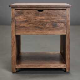 Solid Wood Bedside Table in Oak & Walnut, Modern With Wooden Or Metal Legs, Individually Customizable, Made-To-Measure Nightstand - thumbnail 1
