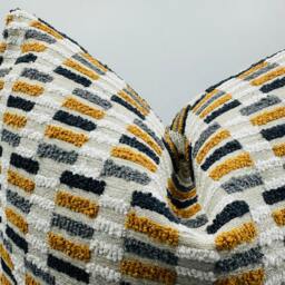 Beige Gray & Mustard Tufted Pillowcase, Textured Woven Designer, Throw Pillow - thumbnail 4
