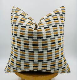 Beige Gray & Mustard Tufted Pillowcase, Textured Woven Designer, Throw Pillow - thumbnail 1
