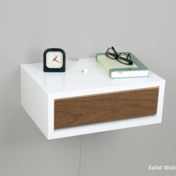 Contemporary Floating Nightstand, Lacquer Coating High End Finish Mid Century Modern Side Table, Wall Mount Bedside Table - thumbnail 3